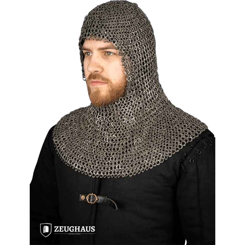Stainless Steel Riveted Chainmail Hood - 9mm Flat Rings