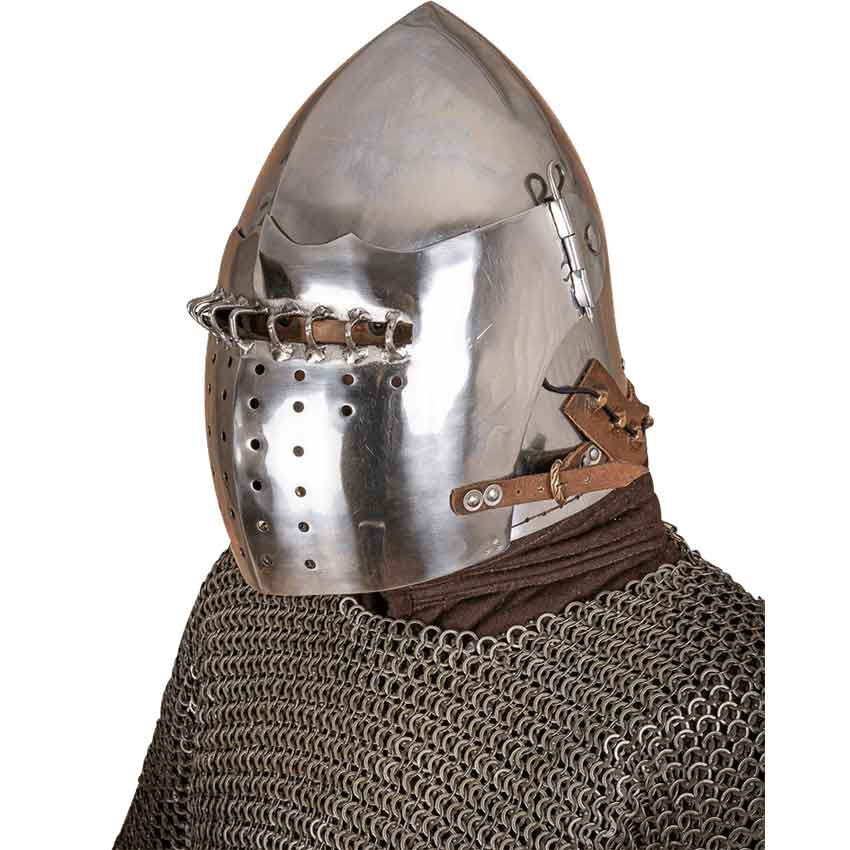 Medieval Bascinet Helmet with Visor - Polished