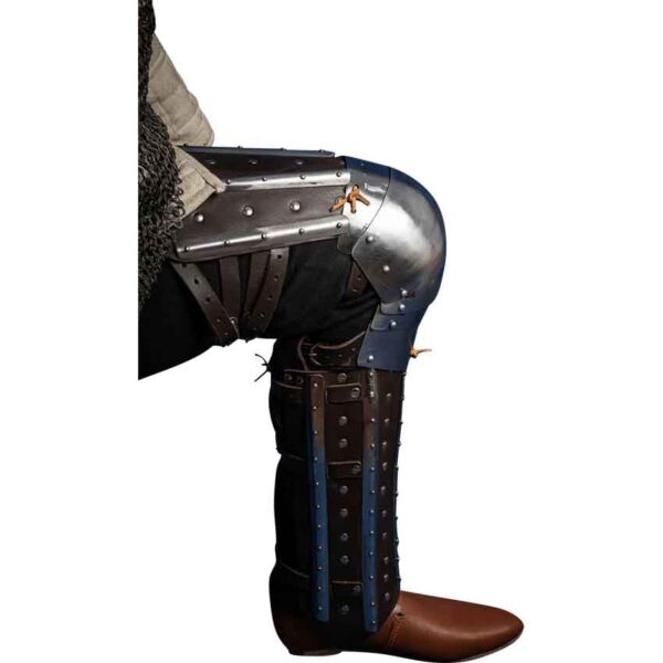 Steel and Leather Splinted Leg Armor - Brown