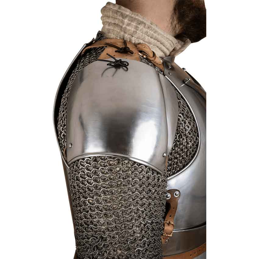 15th Century Pauldrons with Besagew - Polished
