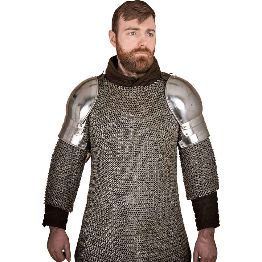 Knights 15th Century Steel Pauldrons - Polished