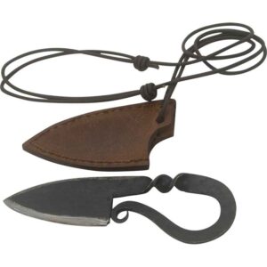 Hand Forged Iron Viking Neck Knife with Scabbard