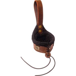 Fur Lined Viking Horn Holder - Brown