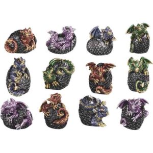 Set of 12 Mini Hatching Dragon Statues