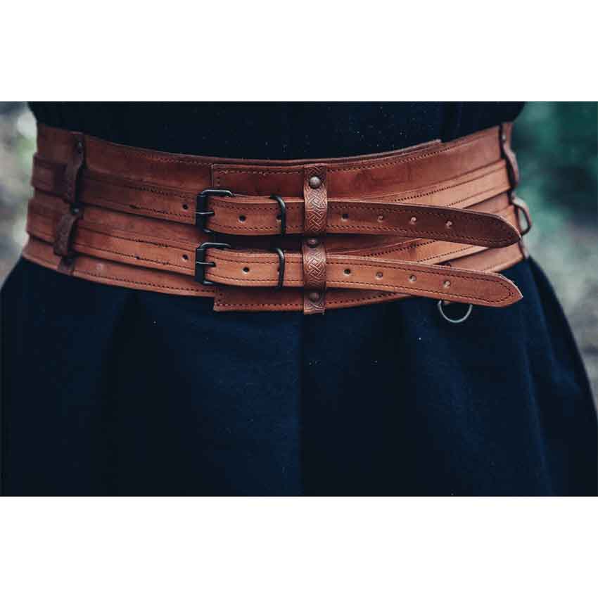 Sif Wide Viking Belt - Cognac