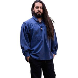 Friedrich Medieval Lace-Up Shirt - Blue