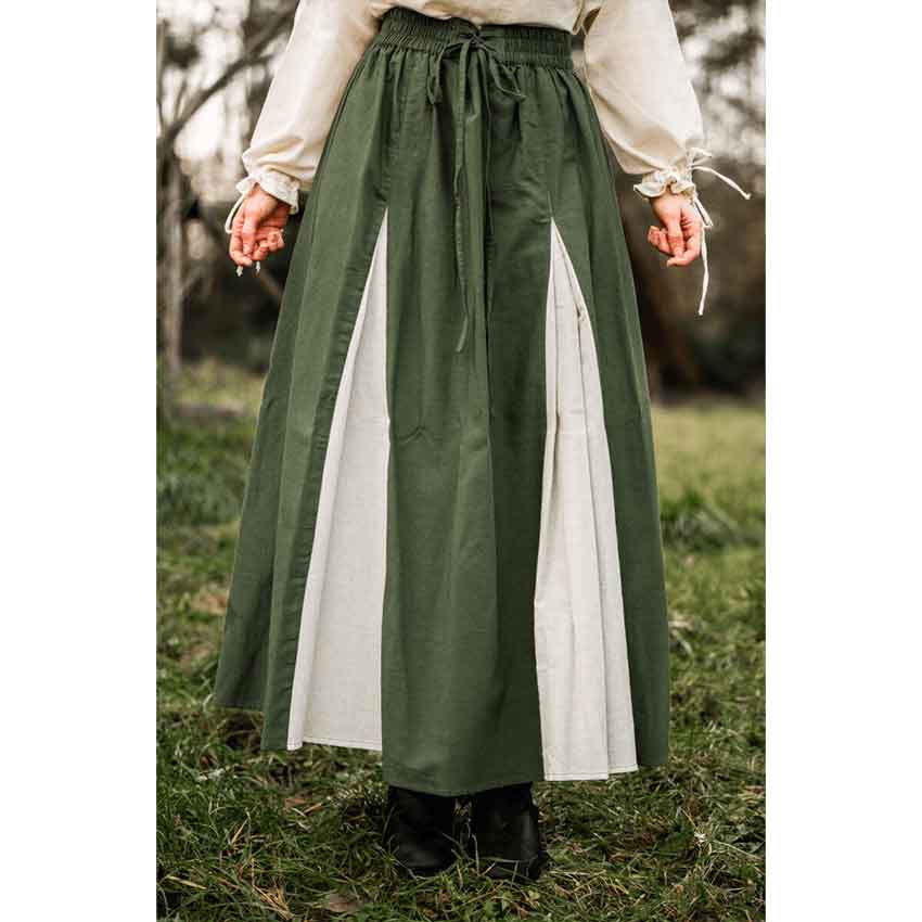 Isabella Medieval Skirt - Green/Natural