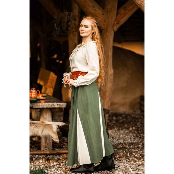 Isabella Medieval Skirt - Green/Natural