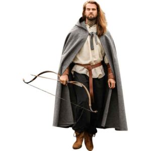 Hervir Wool Cloak with Liripipe Hood - Grey