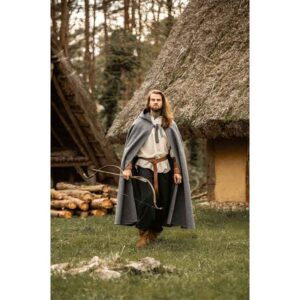 Hervir Wool Cloak with Liripipe Hood - Grey