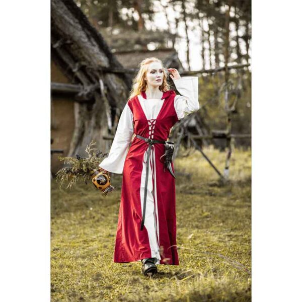 Genefe Medieval Dress - Red/Natural