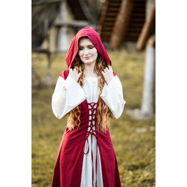 Genefe Medieval Dress - Red/Natural