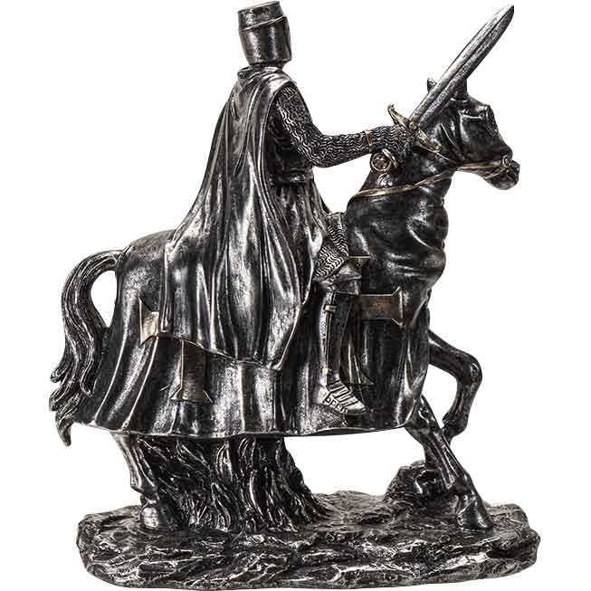 Medieval Mounted Templar Knight Statue