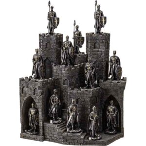 Castle Display with 12 Knights Statue Set