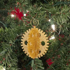 3-D Steampunk Glitter Gear Ornaments - Set of 6