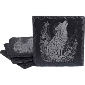 Midnight Wolf Slate Coasters - Set of 4