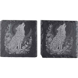 Midnight Wolf Slate Coasters - Set of 4