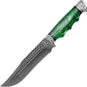 Green Marbled Hunting Knife with Sheath