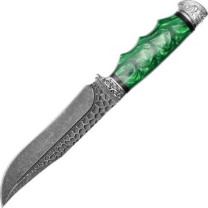 Green Marbled Hunting Knife with Sheath