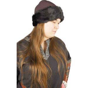 Ulf Viking Cap with Fur Trim - Brown with Dark Brown Fur